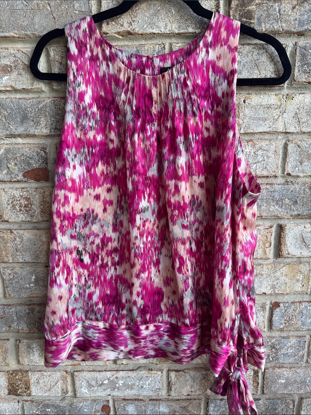 Apt. 9 Pink Multi-Print Sleeveless Tie-Hem Blouse